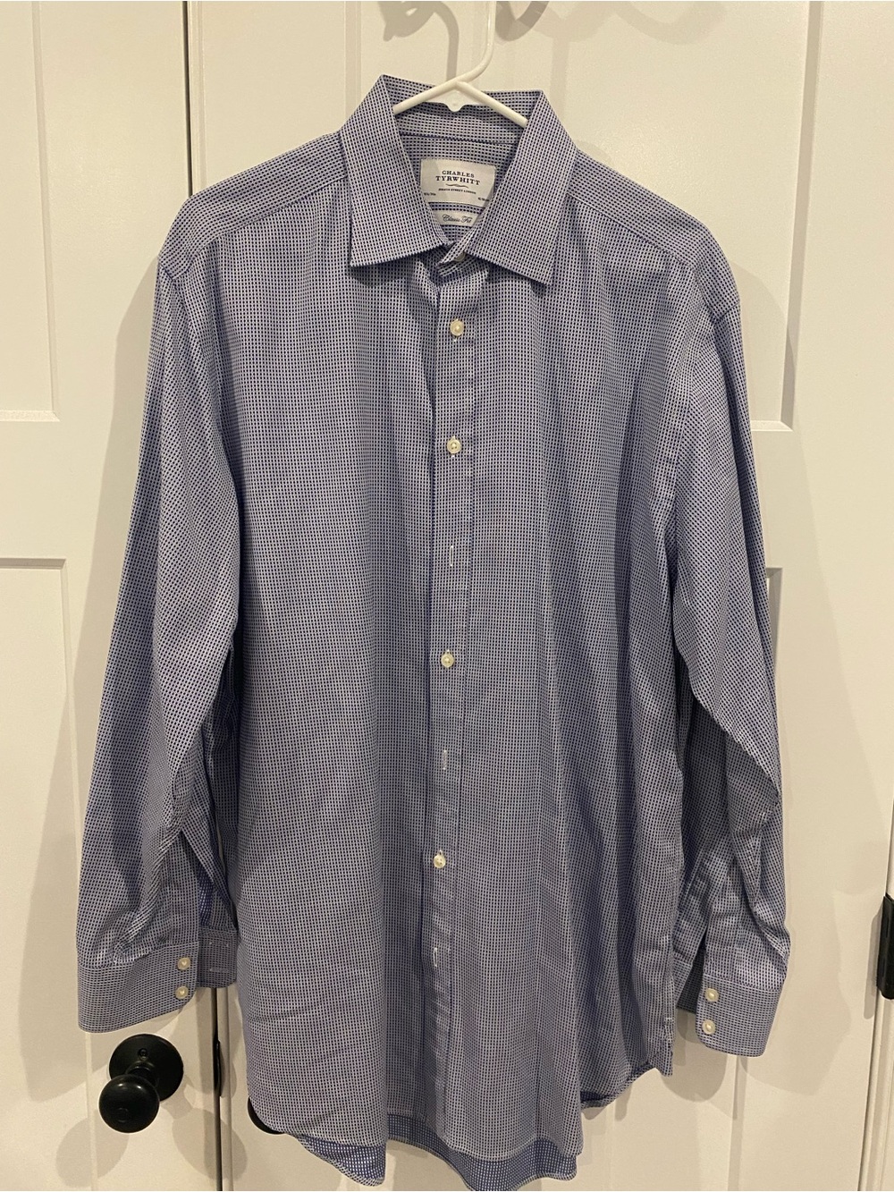 Charles Tyrwhitt Blue Micro Patterned Men's Dress Shirt